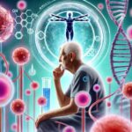 an elderly person and stem cells representing the article